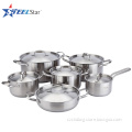 High quality three layer capsule bottom stainless steel cookware set with ss lid